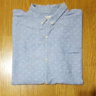 Zara Boys 164cm 襯衫 藍 變形蟲 小版男裝