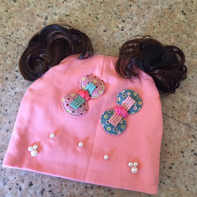 baby cap with hair