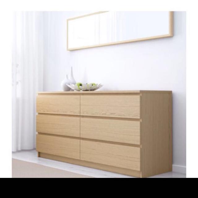 Ikea Chest Of 6 Drawers White Oak Malm Series Furniture Shelves Drawers On Carousell