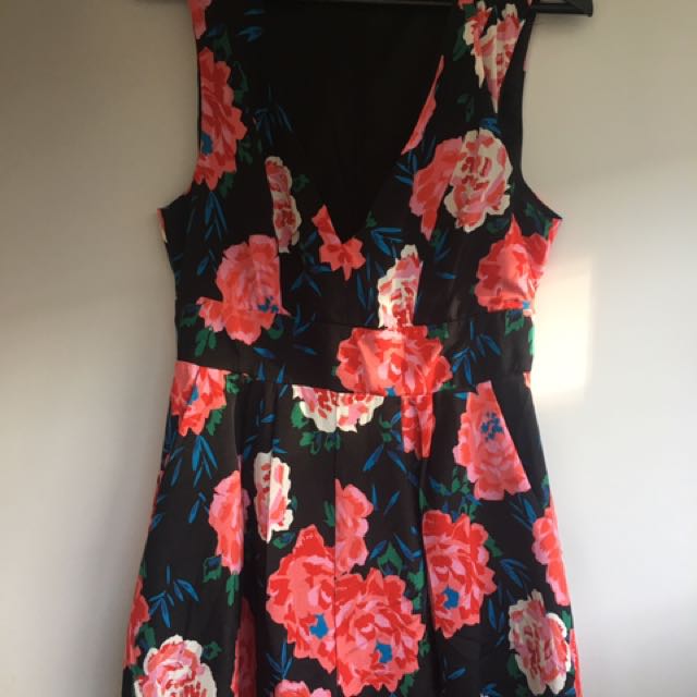 black and red floral jumpsuit