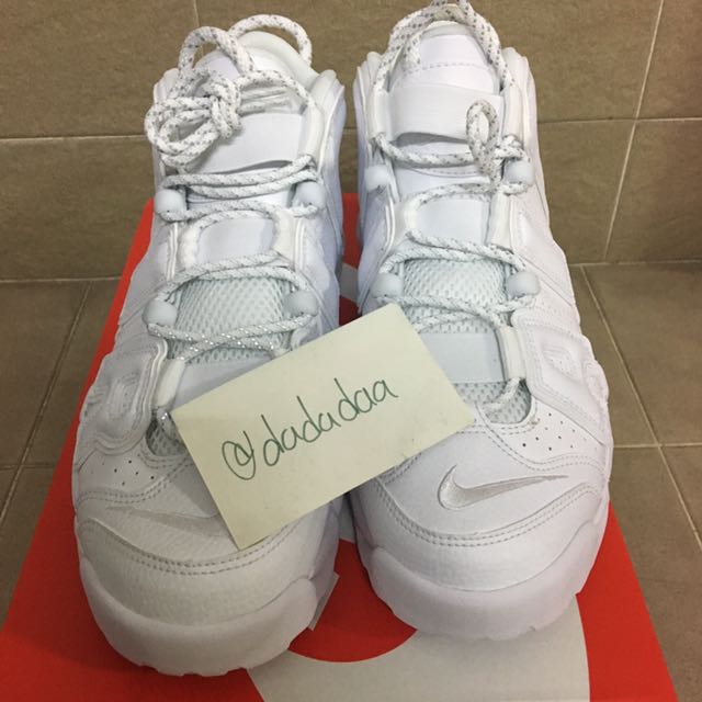 nike uptempo triple white