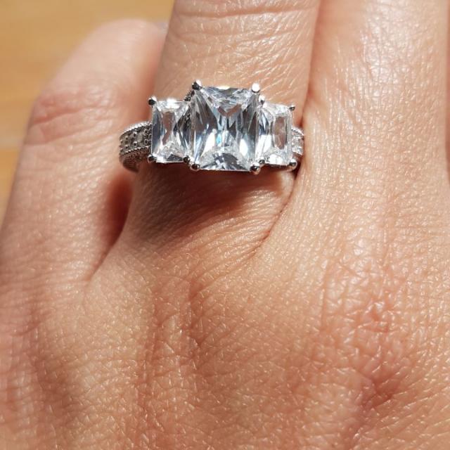 White Gold Plated SONA Simulated CZ Engagement Ring Women s