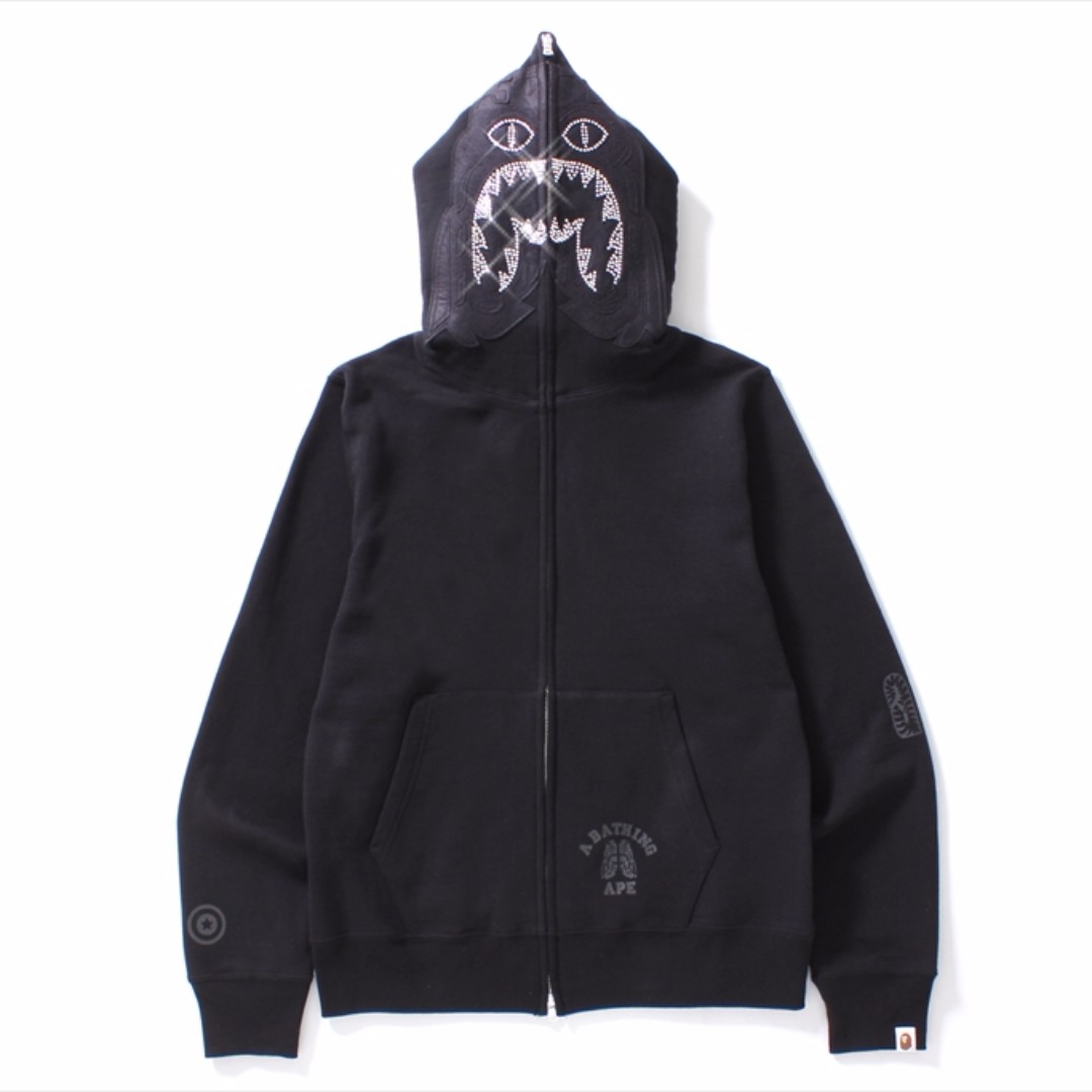 bape swarovski shark hoodie