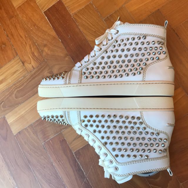 Louboutin white studded sneakers deals