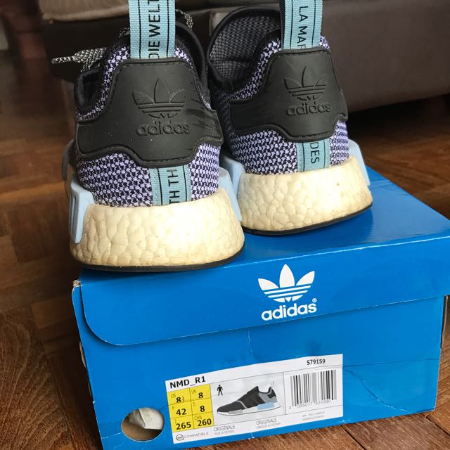 Adidas NMD R1 Grey And Blue, Men's Fashion, Footwear, Sneakers on Carousell
