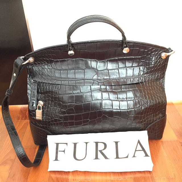 Furla croc embossed bag on sale