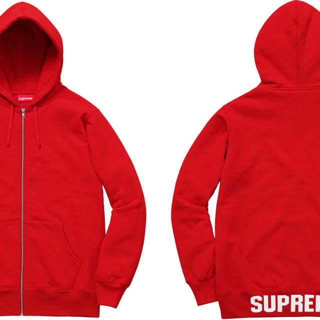 supreme zip up hoodie red