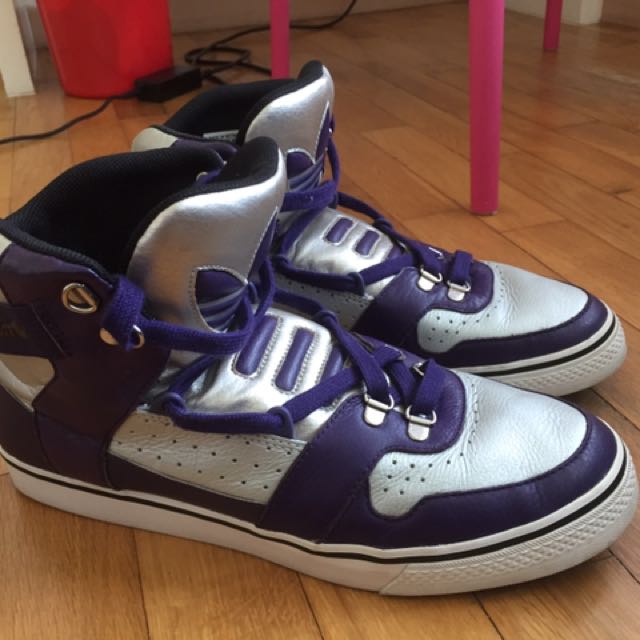 purple adidas high tops