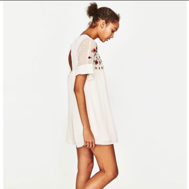zara embroidered playsuit