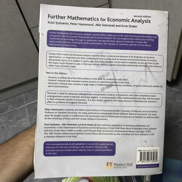 Further Mathematics for Economics Analysis (Second Edition) (Sydsæter,  Hammond, Seierstad & Strøm)