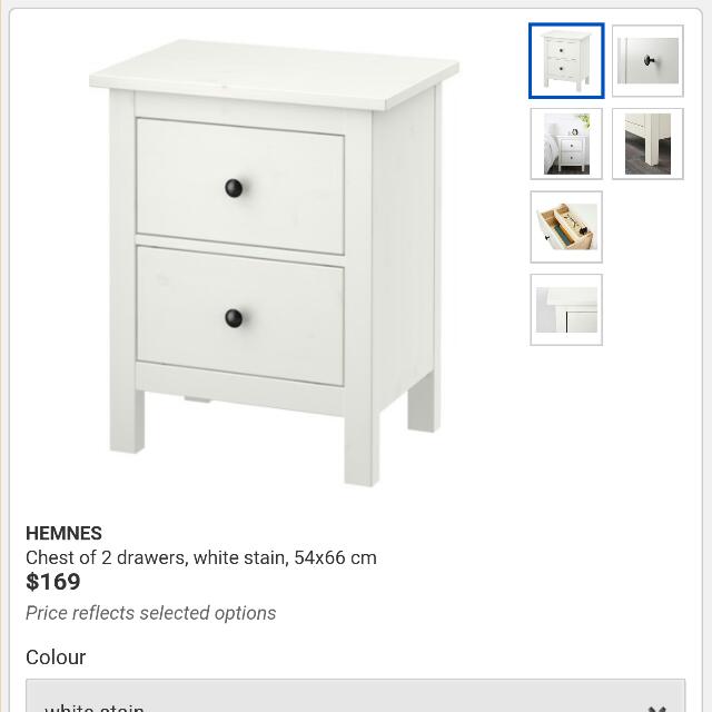Ikea "Hemnes" Bedside Table (White), Furniture & Home Living, Furniture