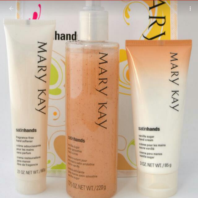 Mary Kay Satin Hands Pampering Set, MaryKay Hand Cream, Scrub, Softener