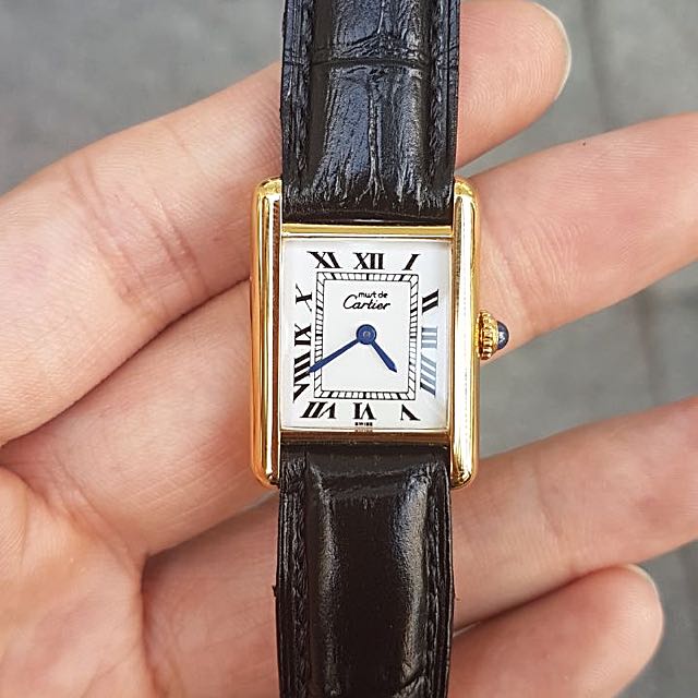 womens cartier tank watch leather band