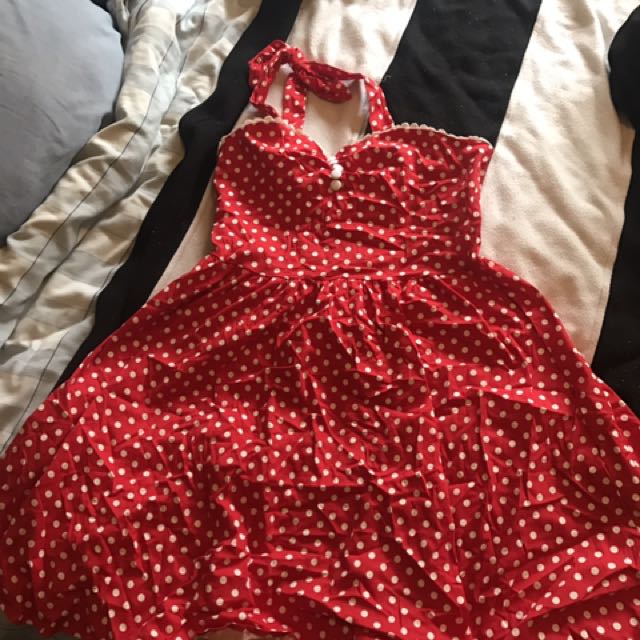 red polka dot rockabilly dress
