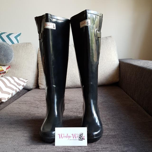 wedge welly rain boots