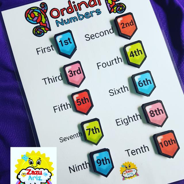Exclusive A4 Laminated Ordinal Numbers (Preschool Velcro Activity), Toys & Games, Board Games ...