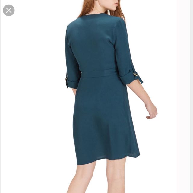 New Warehouse D ring Wrap Dress In Teal Women s Fashion Tops Sleeveless on Carousell
