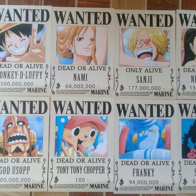 One Piece Wanted Posters Naruto Free One Punch Anime Posters Hobbies Toys Memorabilia Collectibles J Pop On Carousell