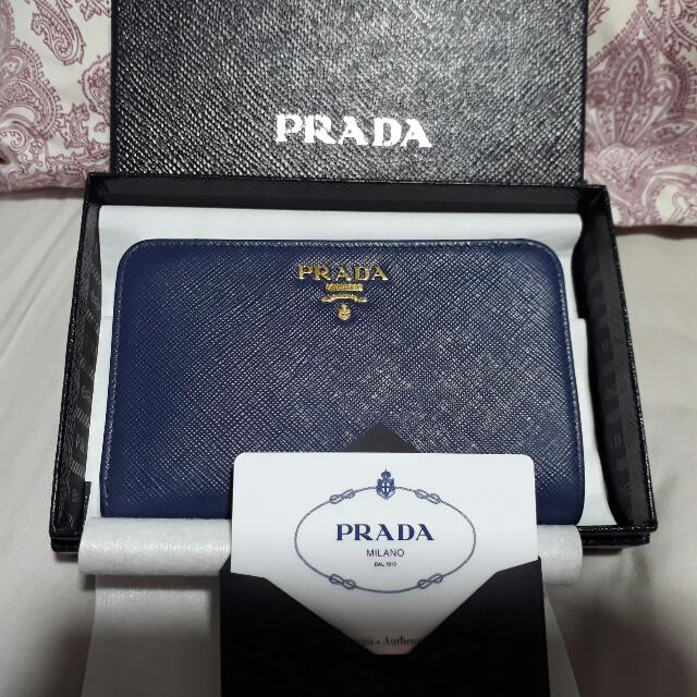 Prada Saffiano Metal Oro Flap Wallet on a Chain