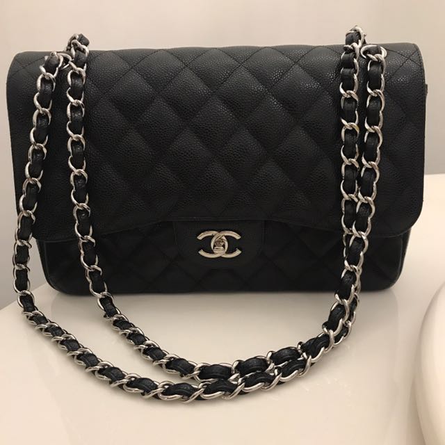 Chanel Jumbo Caviar Double Flap SHW, Luxury, Bags & Wallets on Carousell