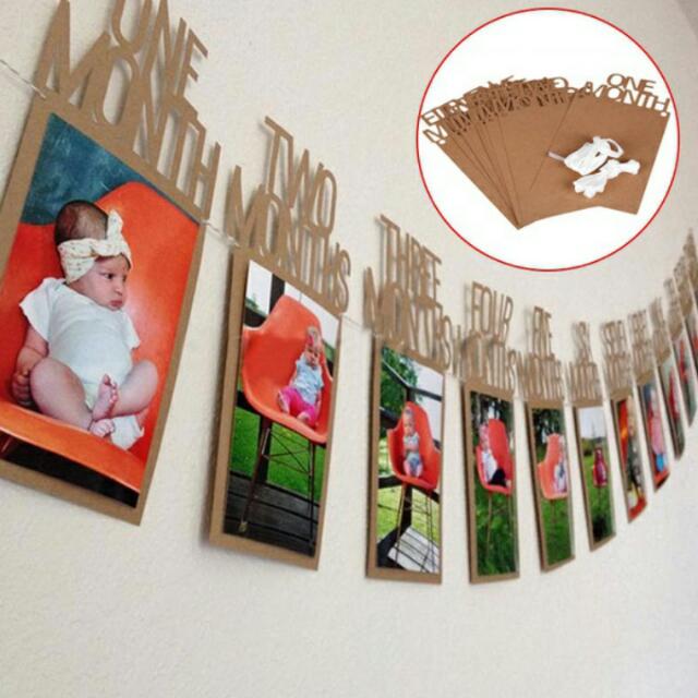 Po Creative First Birthday Photo Banner Monthly Photo Bunting