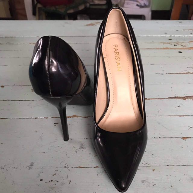 parisian black shoes heels