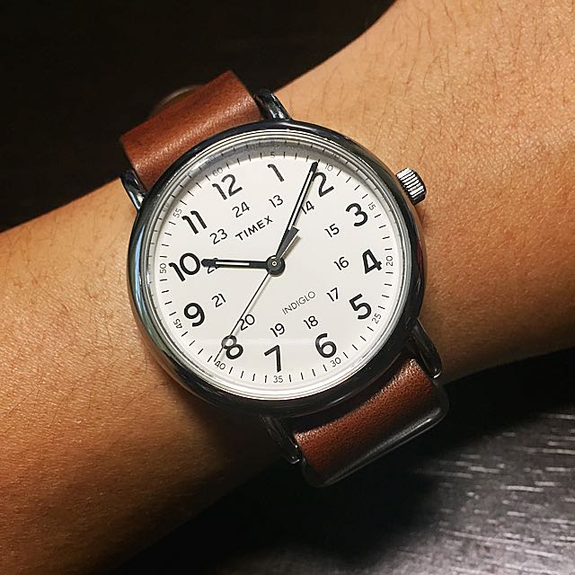 timex weekender leather