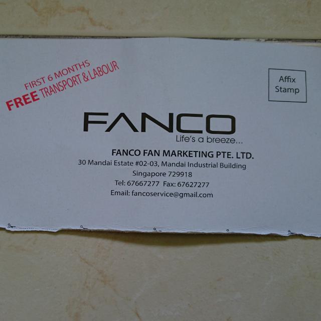 Fanco Ceiling Fan Warranty Card FFM4000, Tickets & Vouchers, Vouchers