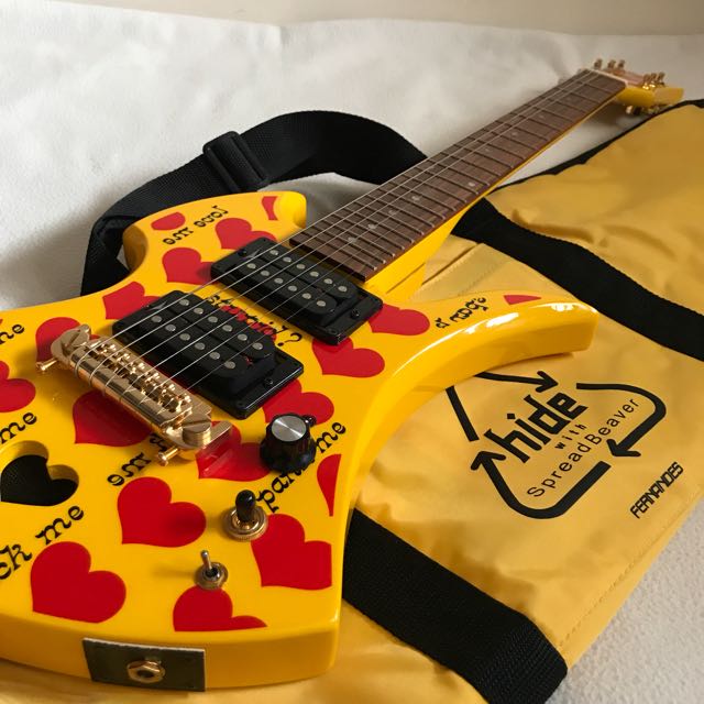 X Japan Hide Yellow Heart Mini Guitar