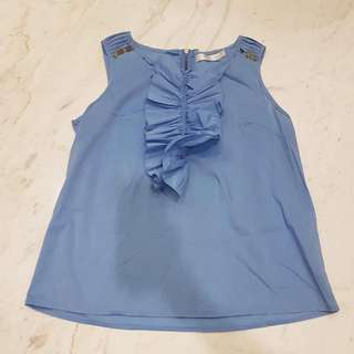 BYSI Blue Ruffle Top