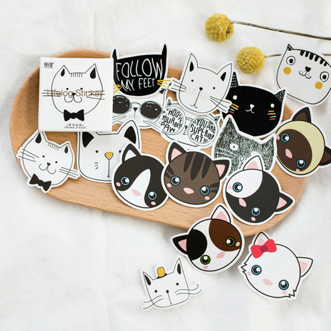 Cartoon Cute Stickers Cats, Notebook Luggage Suitcase