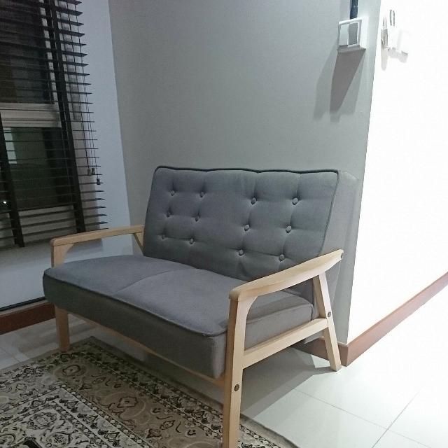 2 Seater Cushion Sofa With Wooden Arm Rest Furniture Sofas On 2 Seater Cushion Sofa With Wooden Arm Rest Furniture Sofas On Carou