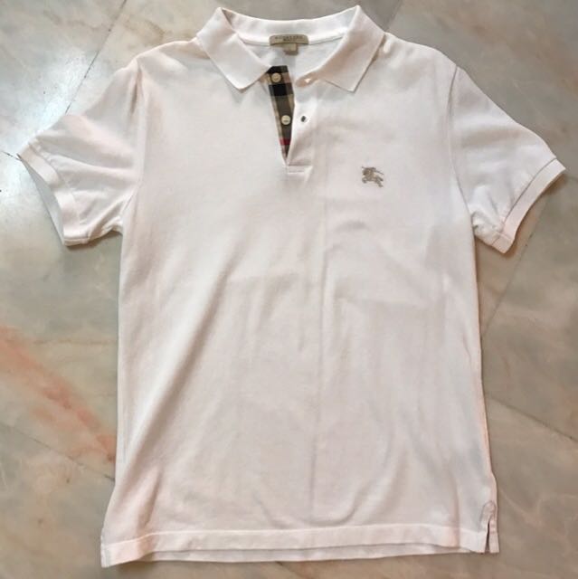 burberry check placket cotton polo shirt