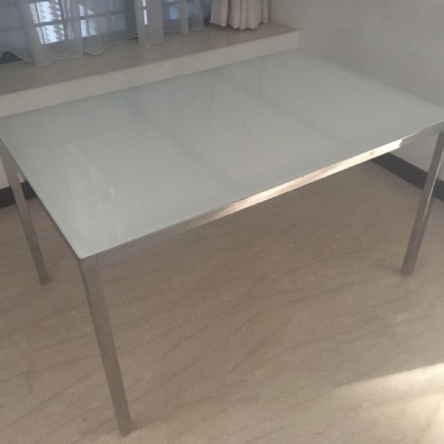 Dining Table Glass Top Metal Legs Furniture Tables Chairs On Carousell