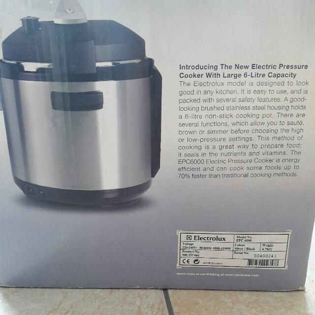 Electrolux EPC 6000 Electric Pressure Cooker, TV & Home Appliances