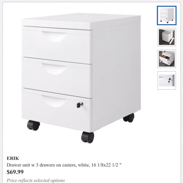 Ikea Erik File Cabinet 3 Drawers Furniture Shelves Drawers On