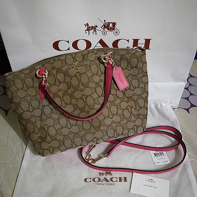 (Original) Coach small kelsey satchel in signature, Luxury, Bags