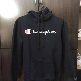 Champion Reverse Weave Black Logo Hoodie