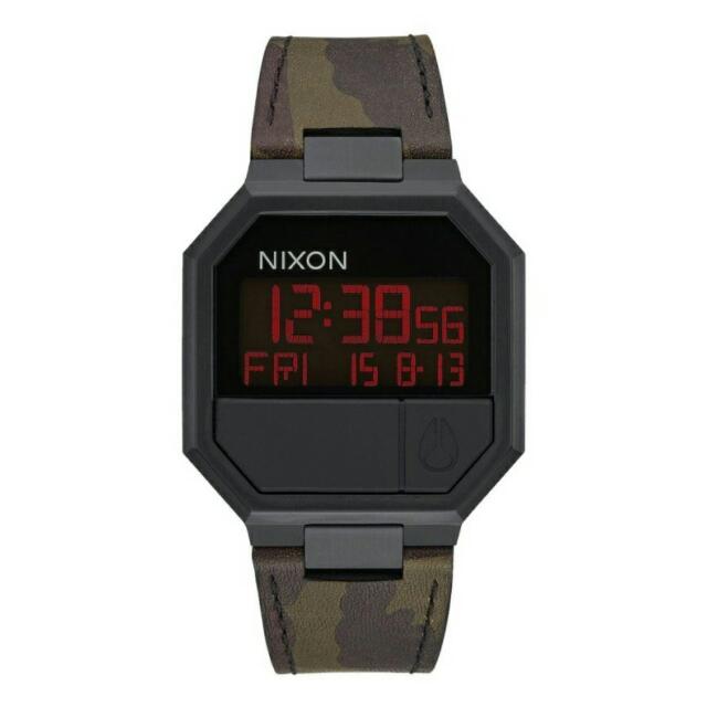 Nixon Re Run Leather All Black Camo Men s Fashion Activewear