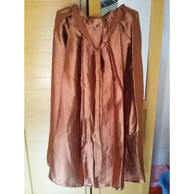 Rok Satin Warna Coklat Gold Fesyen Wanita Pakaian Wanita Di