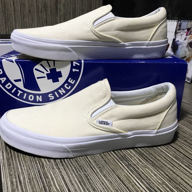 Ivory slip on vans sale