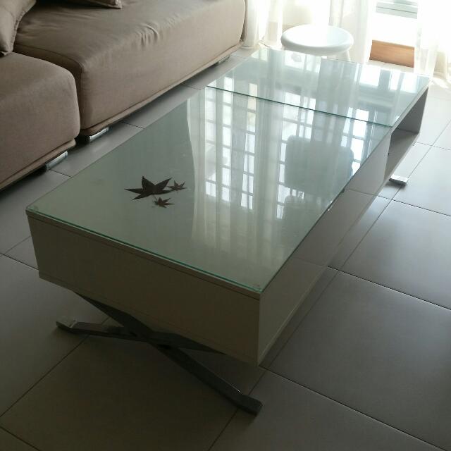 White Coffee Table With Retractable Top On Carousell