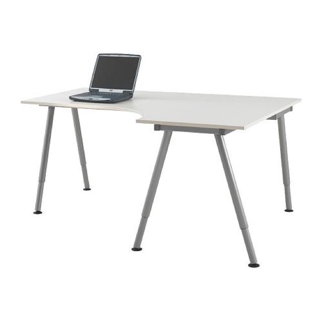 White IKEA Galant Corner Desk, Furniture & Home Living, Furniture