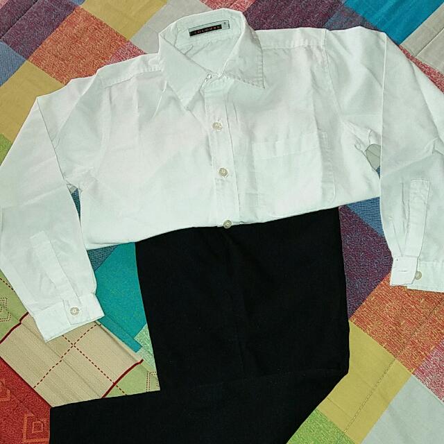 White Long Sleeves Polo And Black 