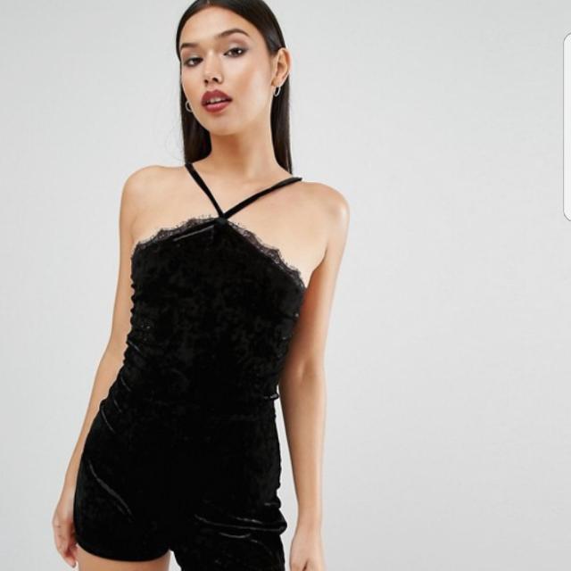 crushed velvet playsuit