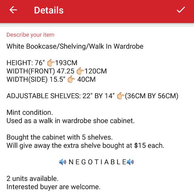 Bookcase (Category: Shelves, Cabinets & Racks) located in Singapore. Submitted by fantastique4 (Listing ID 110804834, Image 3). Description: .