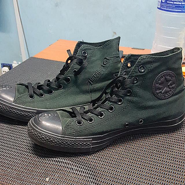 black and neon green converse