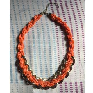 Statement Necklace (Orange and Gold)