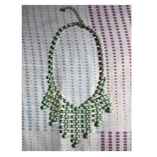 Statement Necklace (Gold and Pastel Green)