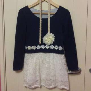 Korean Style Mock Two-Piece Dress